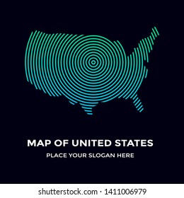 Map of united states vector illustration. This graphic use technology symbol with green blue color. Global Technology and Business Connection