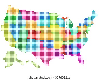 Map of the United States vector illustration with multicolored halftone Pattern. Saved in EPS 8 file. All related elements are grouped separately for easy editing.