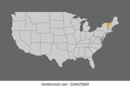Map of the United States with Vermont highlight