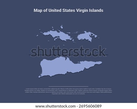 Map of United States Virgin Islands, minimalist vector silhouette in soft blue on dark background