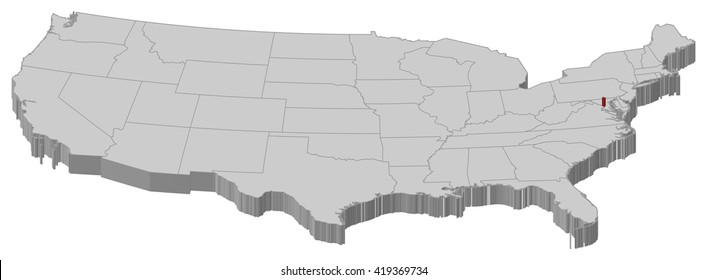 Map - United States, Washington, D.C. - 3D-Illustration