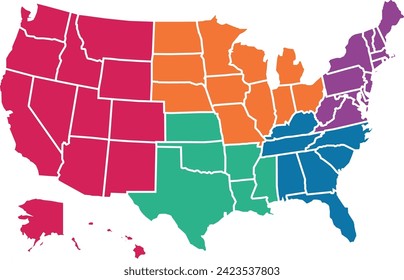 Map of the Unites States of American in vector format