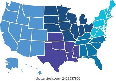 Map of the Unites States of American in vector format