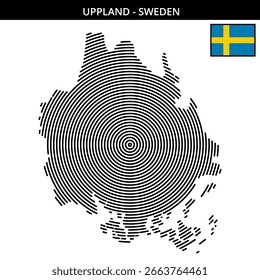 Landkarte von Upland Schweden mit konzentrischen Kreisen