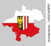 Map of Upper Austria is a state Austria with flag. Vector Illustration