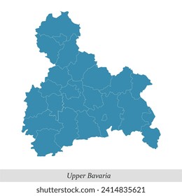 map of Upper Bavaria is a region in Bavaria state of Germany with borders municipalities