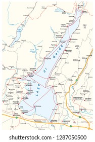 map of the upper Italian Lake Garda, Italy svg