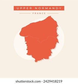 Map of Upper Normandy - France region outline silhouette graphic element Illustration template design