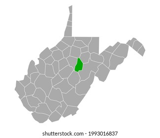 Map of Upshur in West Virginia on white