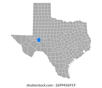 Karte von Upton in Texas auf weiß