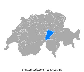 Karte von Uri in der Schweiz auf Weiß