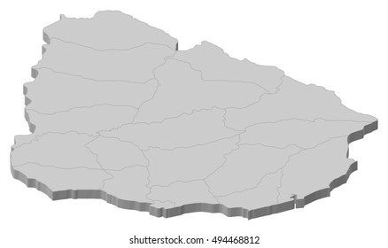 Map - Uruguay - 3D-Illustration