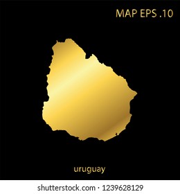 
Map of uruguay abstract corlor Gold on Black background frame vector illustration eps 10.