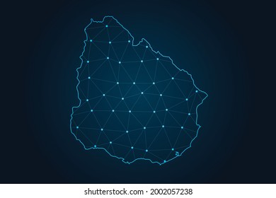 Map of uruguay , Abstract mash line and point scales on dark background for your web site design map logo, app, ui,Travel. Vector illustration eps 10.