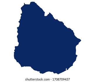 Mapa de Uruguay en color azul