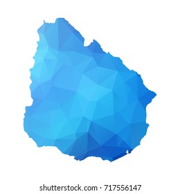 Map of Uruguay - Blue Geometric Rumpled Triangular , Polygonal Design For Your . Vector illustration eps 10.