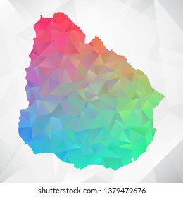 Map of Uruguay. Colorful Geometric Rumpled Triangular , Polygonal Design For Your . Vector illustration eps 10.