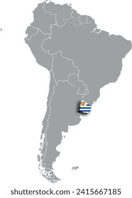 mapa de URUGUAY con los países de sudamérica 3d isométrico