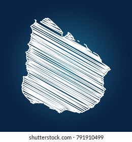 Map of Uruguay, Drawing map on blackboard of Uruguay. drawn on chalkboard with scribbled map of Uruguay can be use for education. vector illustration.