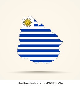 Map of Uruguay in Uruguay flag colors