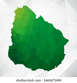 Map of Uruguay - Green Geometric Rumpled Triangular , Polygonal Design For Your . Vector illustration eps 10