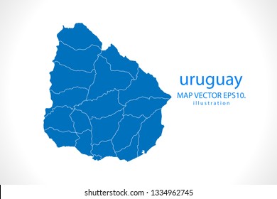 Map of uruguay - High detailed blue map on white background. Abstract design vector illustration