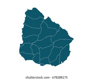 Map of Uruguay - High detailed on white background. Abstract design vector illustration eps 10.