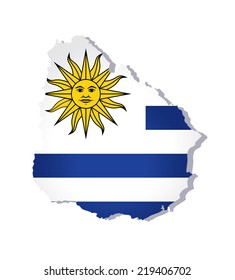 map of uruguay with the image of the national flag