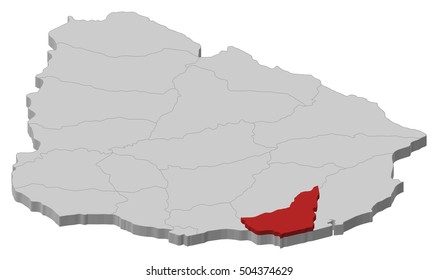 Map - Uruguay, Maldonado - 3D-Illustration