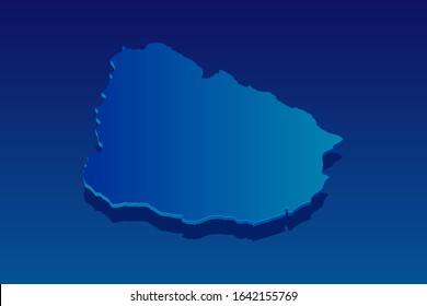 map of Uruguay on blue background. Vector modern isometric concept greeting Card illustration eps 10.