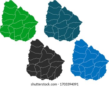 map of uruguay. original map.variety of colors on white background. Vector illustration eps 10.