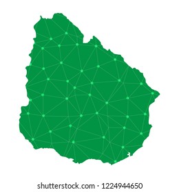 Map of Uruguay from Polygonal wire frame low poly mesh,Uruguay map Vector Illustration