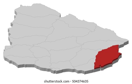 Map - Uruguay, Rocha - 3D-Illustration