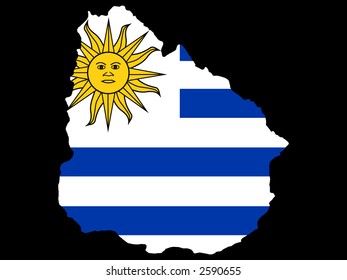 map of Uruguay and Uruguayan flag illustration