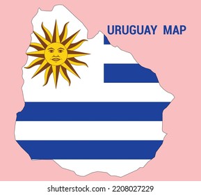 Map of Uruguay, Map of Uruguay vector design Illustration,  Map of Uruguay With flag , National Flag of Uruguay,