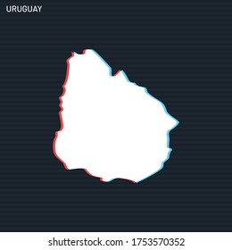 Map of Uruguay Vector Design Template On Dark Background.