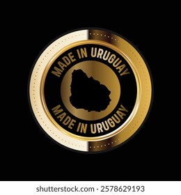 Map of Uruguay. Vector illustration. Logo, Icon, and Symbol. Uruguay map gold seal. 