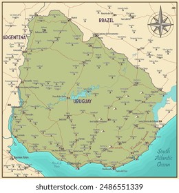 Map of Uruguay vintage fantasy style