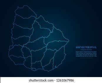Map of uruguay,Abstract mash line and point scales on dark background for your web site design map logo, app, ui,Travel. Vector illustration eps 10.