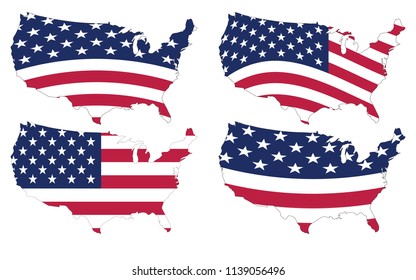 Map of US with American flag