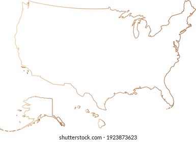 Mapa de EE. Basar las siluetas de contorno en fondo blanco