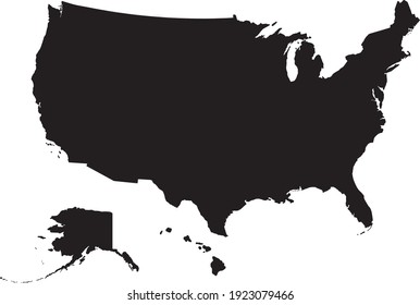 Map of the US. Basis silhouettes on white background