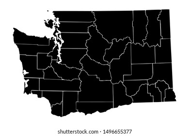 Map US capital city Washington with district. Vector illustration.