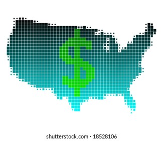 Map of U.S. and dollar sign