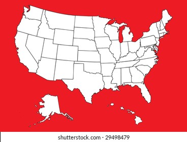 Map of US with flag