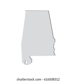 Map of the U.S. state of Alabama on a white background
