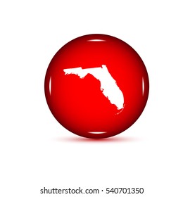 Map of the U.S. state of Florida. Red button on a white background.