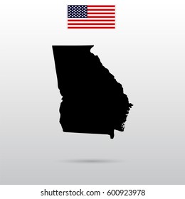 Map of the U.S. state of Georgia. American flag.