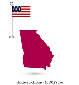 Map of the U.S. state of Georgia on a white background. American flag