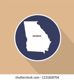 Map of the U.S. state of Georgia on a blue background. State name.